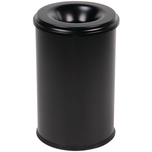 Kovový samozhášecí odpadkový koš Manutan Expert Safe, objem 30 l, černý