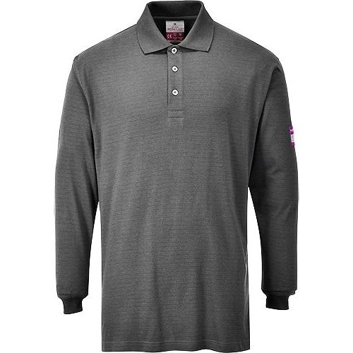 Polokošile s dlouhým rukávem Flame Resistant Anti-Static, šedá, vel. L