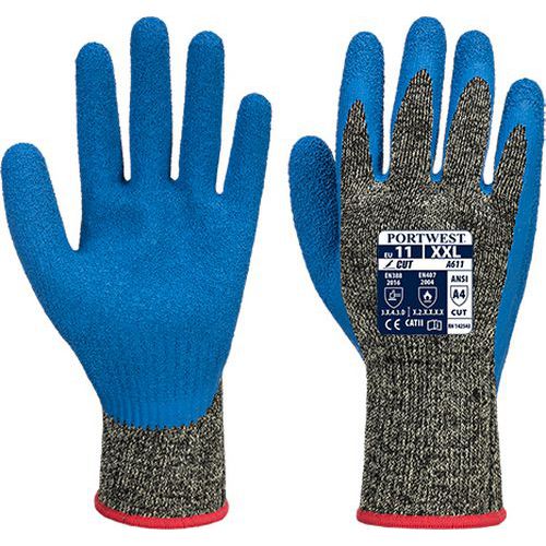 Rukavice latexové aramid HR Cut, černá/modrá, vel. L