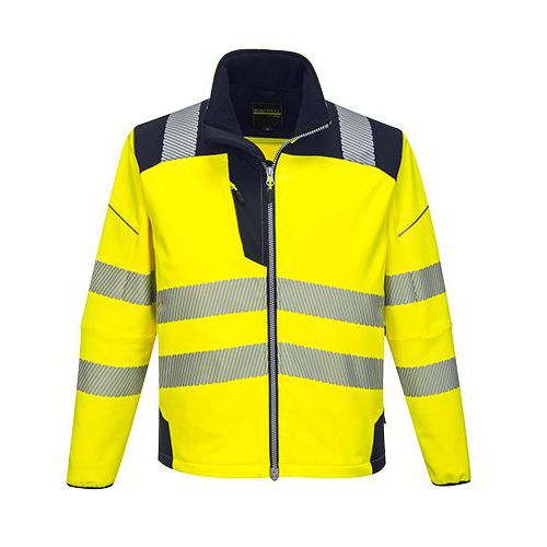 Reflexní softshelová bunda PW3 Hi-Vis, žlutá/modrá, vel. XL