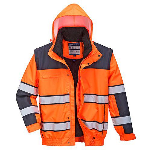 Reflexní nepromokavá bunda Bomber Classic Hi-Vis, oranžová/modrá, vel. XXL