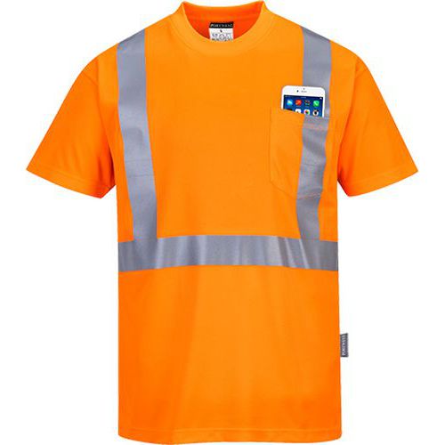 Reflexní tričko s krátkým rukávem Pocket Hi-Vis, oranžové, vel. 4XL