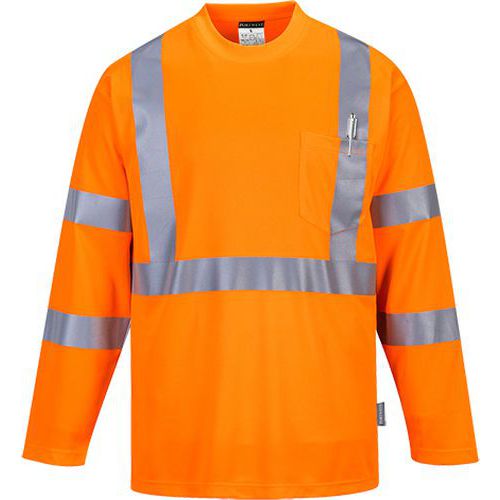 Reflexní tričko s dlouhým rukávem Pocket Hi-Vis, oranžové, vel. 4XL