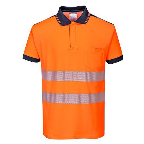 Reflexní polokošile s krátkým rukávem PW3 Hi-Vis, oranžová/modrá, vel. XL
