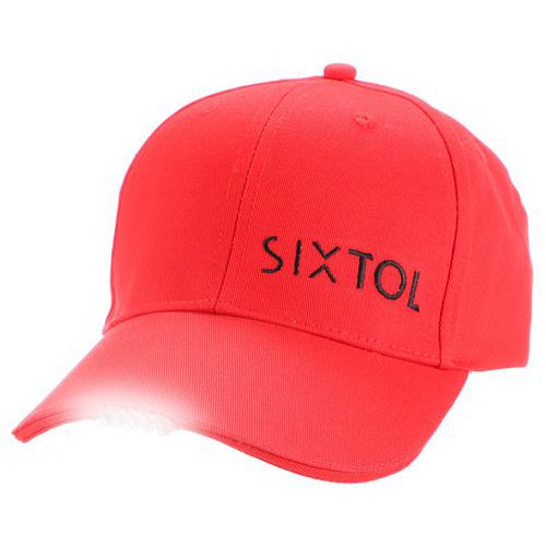 Kšiltovka s LED světlem B-CAP 25lm, nabíjecí, USB, univerzální velikost, červená SIXTOL