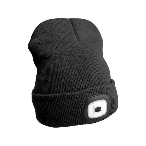 Čepice s čelovkou 180lm, nabíjecí, USB, univerzální velikost, bavlna/PE, černá SIXTOL