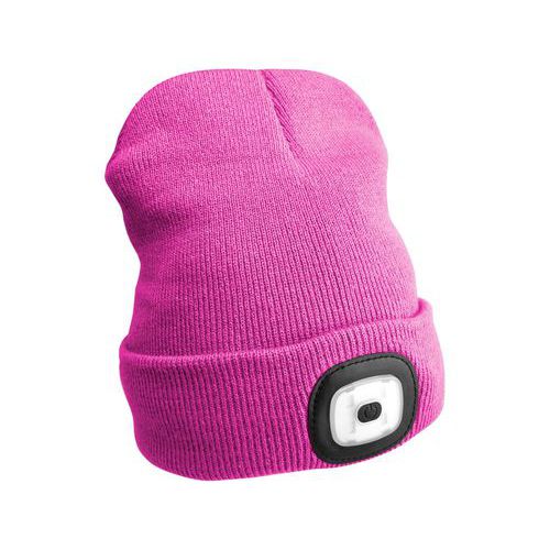 Čepice s čelovkou 180lm, nabíjecí, USB, univerzální velikost, bavlna/PE, růžová SIXTOL