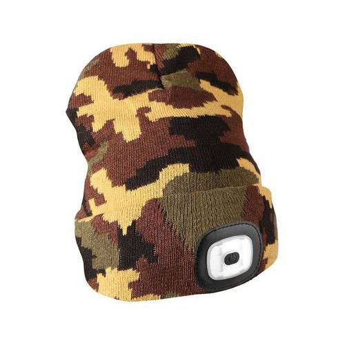 Čepice s čelovkou 180lm, nabíjecí, USB, univerzální velikost, bavlna/PE, maskáčová SIXTOL