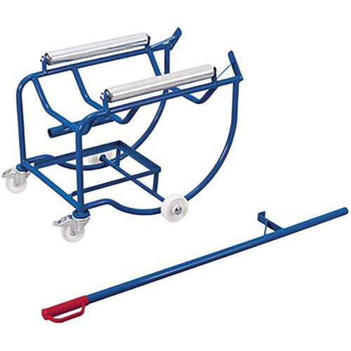 Vozík na naklápění sudů, 2 ocelové válečky, 200 l, do 250 kg, modrý