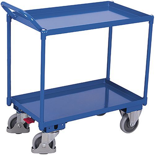 Policový vozík s kovovými policemi, 2 police, do 400 kg, 116,5 x 70 x 106,5 cm, modrý