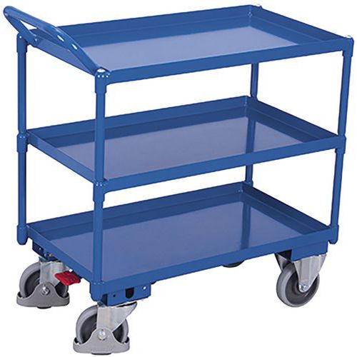 Policový vozík s kovovými policemi, 3 police, do 400 kg, 116,5 x 70 x 106,5 cm, modrý