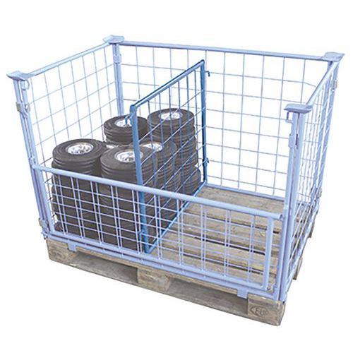 Mezistěna k paletovým nástavcům, pletivová, modrá, 95 x 100 cm