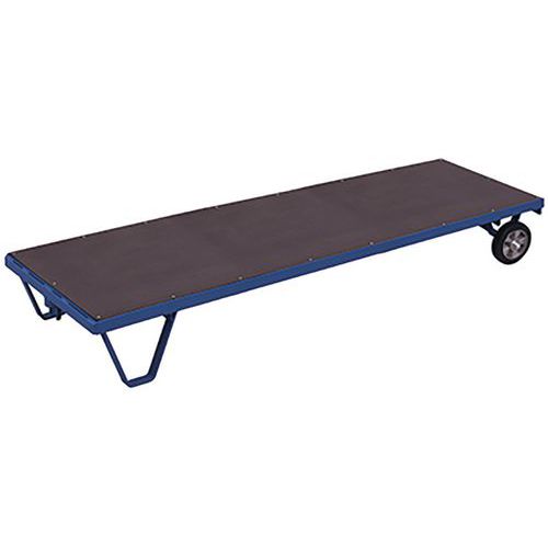 Dvoukolová transportní plošina s protiskluzovým povrchem, do 1 500 kg, modrá, plná kola, 330,5 x 80 x 39 cm
