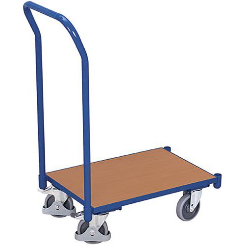 Plošinový vozík s madlem Euro systém, do 250 kg, 74 x 41,5 x 97 cm, modrý
