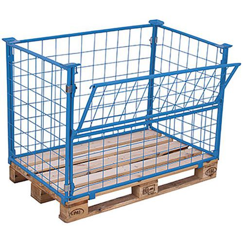 Paletový nástavec se sklopnou stěnou typ 64, pletivový, modrý, 120 x 120 x 100 cm