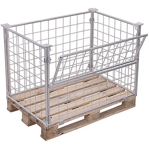 Paletový nástavec se sklopnou stěnou typ 64, pletivový, pozink, 80 x 120 x 80 cm