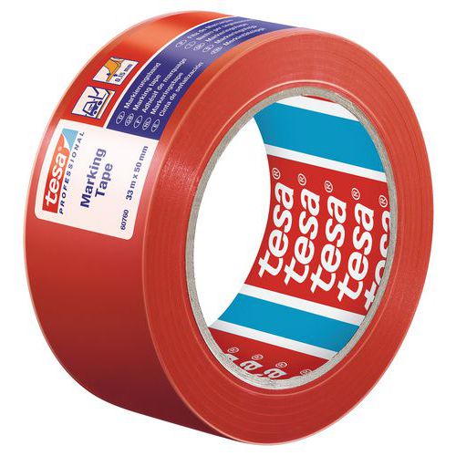 Označovací PVC páska Tesa, 50 x 0,15 mm, délka 33 m, červená