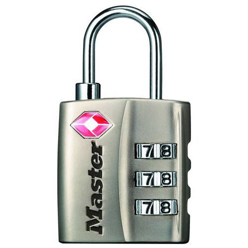 Visací kombinační zámek Master Lock TSA, nikl