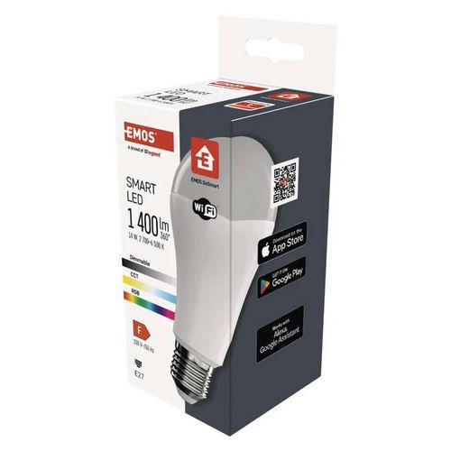 Chytrá LED žárovka GoSmart A65, E27, 14 W (94 W), 1 400 lm, RGB, stmívatelná, Wi-Fi