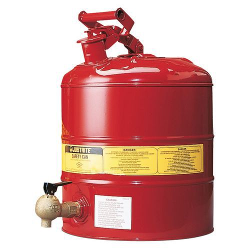 Bezpečnostní nádoba na hořlaviny Justrite s vypouštěcím ventilem, červená, 19 l