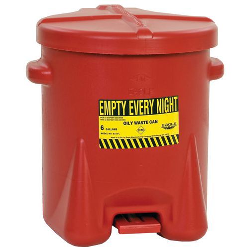 Protipožární koš na odpadní hadry, červená, 3,8 l