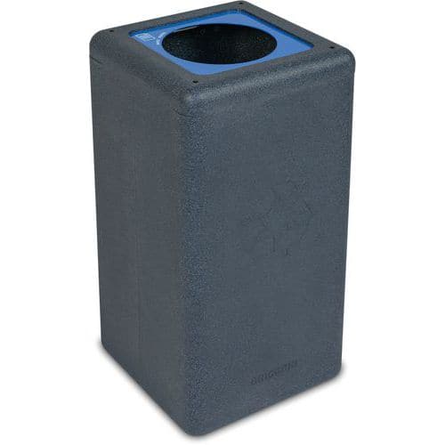 Kulatý odpadkový koš BrickBin 65 l na papír šedý/modrý