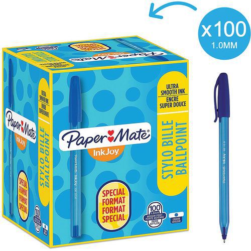 Kuličkové pero Paper Mate InkJoy, modré, 100 ks