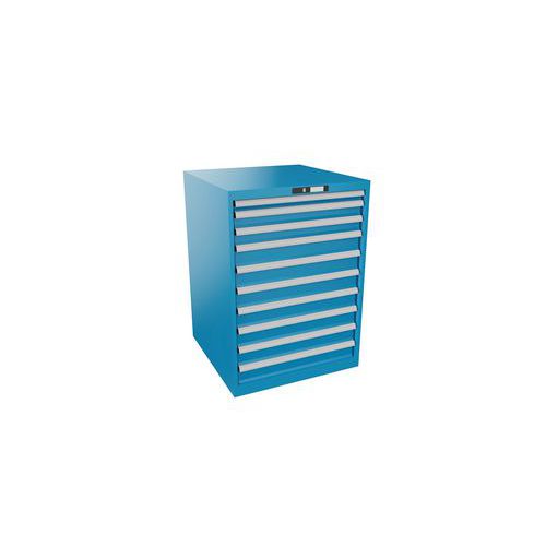 Dílenská zásuvková skříň LISTA, 10 zásuvek, nosnost 75kg, 717x725 mm, otevírání klíčem