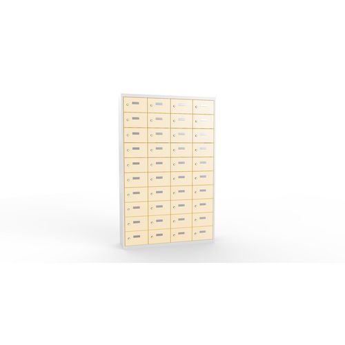Svařovaná skříň na osobní věci Ron I, 40 boxů, cylindrický zámek, šedá/béžová