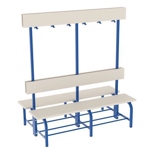 Lavice Aneta s věšákovou stěnou, oboustranná, 150 cm, modrá