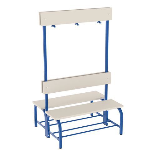 Lavice Nela s věšákovou stěnou, oboustranná, 100 cm, modrá