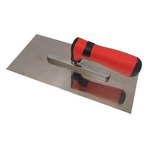 Hladítko nerezové TOPTRADE profi s pogumovanou rukojetí, 270 x 130 mm, hladké