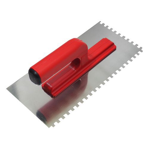 Hladítko nerezové TOPTRADE s otevřenou rukojetí, 270 x 130 mm, zub 10 mm