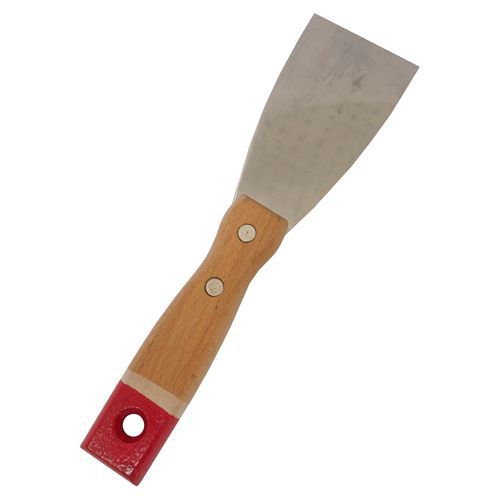 TOPTRADE špachtle nerezová, s dřevěnou, nýtovanou rukojetí, 30 mm, profi