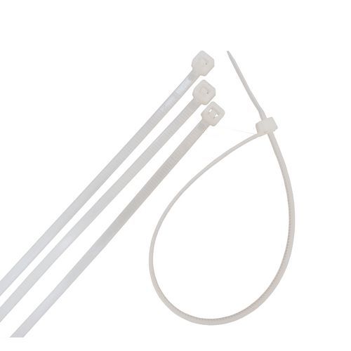 TOPTRADE pásek plastový, bílý, stahovací, se zámkem, 50 ks, 250 x 3,6 mm