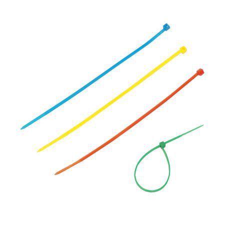 TOPTRADE pásek plastový, barevný, stahovací, se zámkem, 100 ks, 150 x 2,5 mm