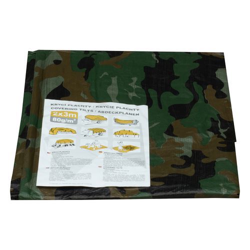 TOPTRADE plachta krycí, maskovací, s kovovými oky, 4 x 5 m, 80 g