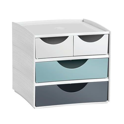 Přihrádkový modul MyCube mini, 4 přihrádky, šedý/modrý