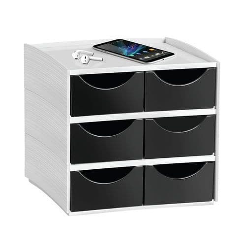 Přihrádkový modul MyCube mini, 6 přihrádek, šedý/černý