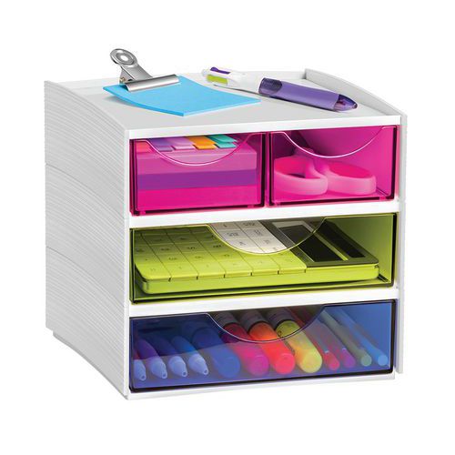 Přihrádkový modul MyCube mini, 4 přihrádky, šedý/barevný