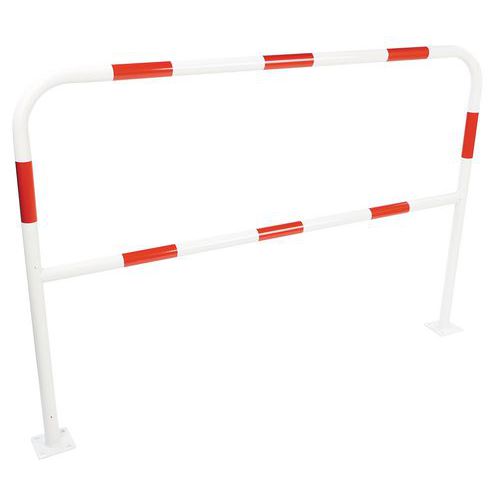 Kovová zábrana Manutan Expert, délka 150 cm, bílá/červená, průměr 38 mm