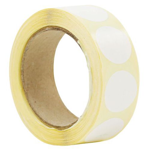 Samolepicí značkovací kolečka Manutan Expert, bílá, průměr 20 mm, 500 ks na roli