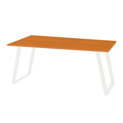 Kancelářský stůl Manutan Shape, 120 x 80 x 75 cm, šikmé provedení, podnoží bílé, třešeň