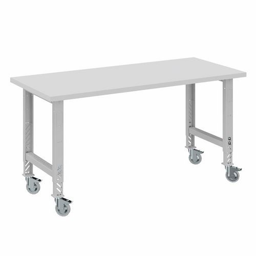 Pojízdný výškově nastavitelný dílenský stůl, do 300 kg, laminát, 200 x 75 x 85,5 - 115,5 cm - Manutan Expert