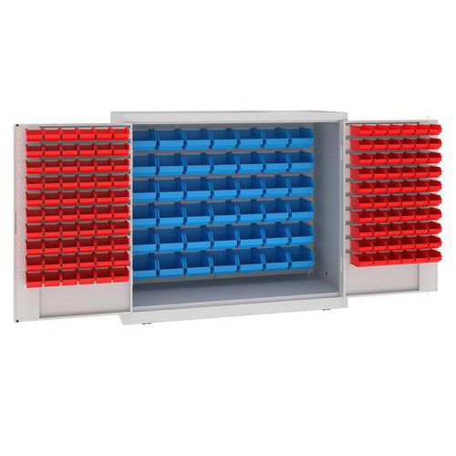 Kovová dílenská skříň s boxy, 104 x 120 x 50 cm, šedá/šedá