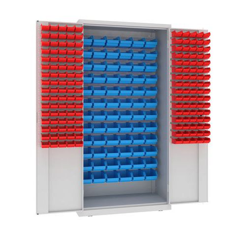 Kovová dílenská skříň s boxy, 199 x 100 x 50 cm, šedá/šedá