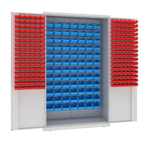 Kovová dílenská skříň s boxy, 199 x 120 x 50 cm, šedá/šedá