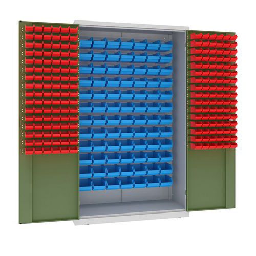 Kovová dílenská skříň s boxy, 199 x 120 x 50 cm, šedá/zelená