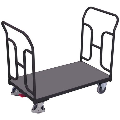 Plošinový vozík se dvěma vyztuženými madly, do 250 kg, 93,5 x 104 x 50 cm, šedý