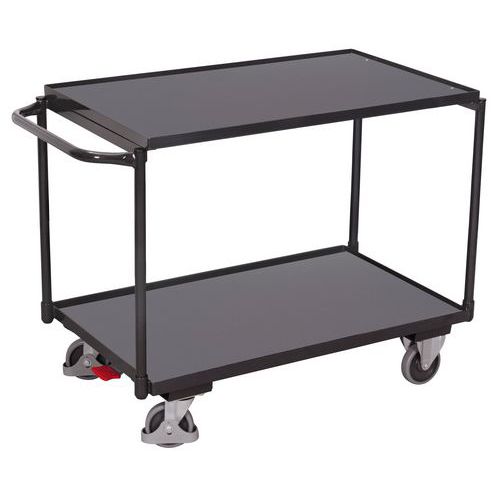 Policový vozík s madlem, do 250 kg, 2 police, 85 x 102,5 x 52,5 cm, šedý